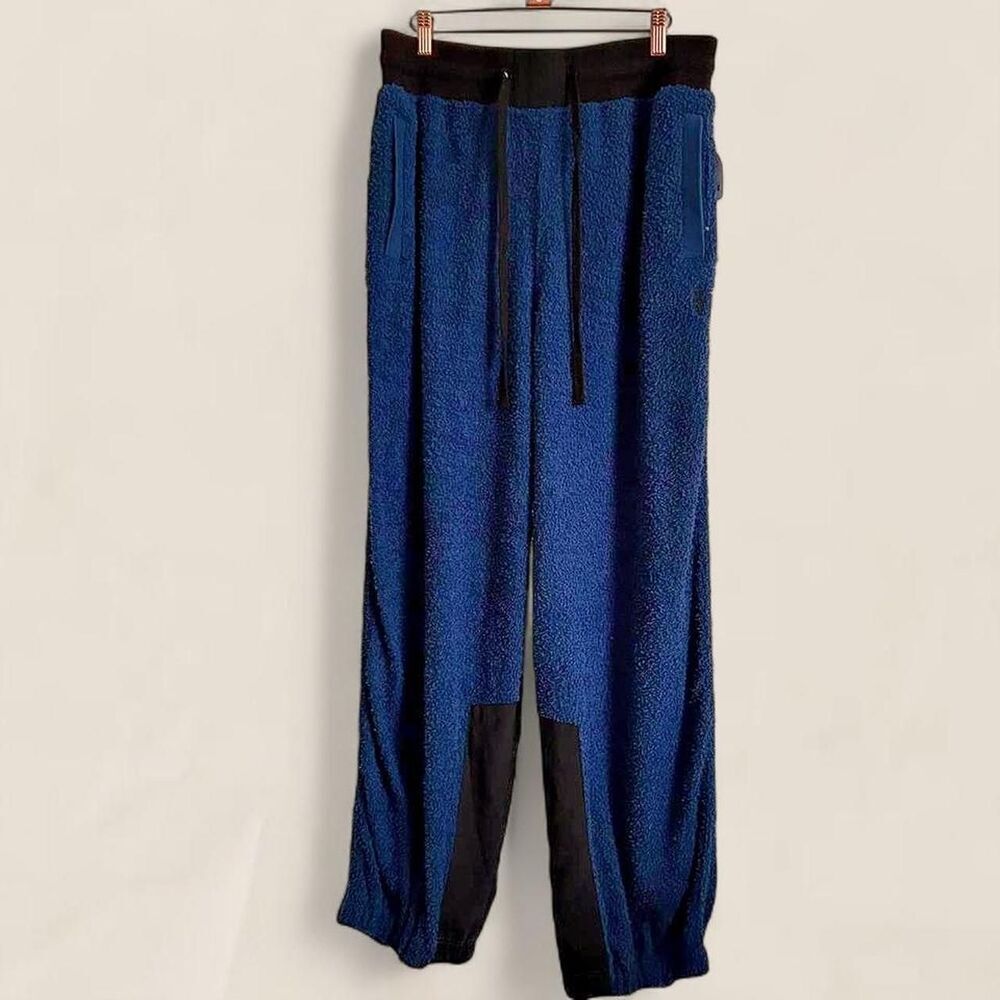 Free People Blue Fuzzy Teddy Cuddle Up Fleece Pants | large NEW